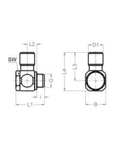 Złączka banjo pojedyncza G 1/8 GZ do węża fi 8 mm, mosiądz, FPM, Eisele 2