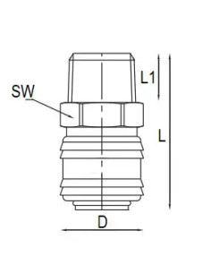 Szybkozłącze pneumatyczne Ludecke DN7,2 typ 26, R 1/2 GZ, gniazdo szybkozłącza, mosiądz 2