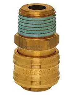 Szybkozłącze pneumatyczne Ludecke DN7,2 typ 26, R 1/4 GZ, gniazdo szybkozłącza, mosiądz