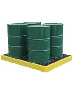 Wanna wychwytowa, niskoprofilowa z kratownicą pod 4 beczki 1660 x 1260 x 150 mm, żółta