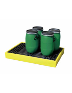 Wanna wychwytowa, niskoprofilowa z kratownicą pod 2 beczki 1260 x 860 x 150 mm, żółta