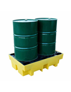 Wanna wychwytowa z kratownicą pod 2 beczki 1220 x 820 x 330 mm, żółta