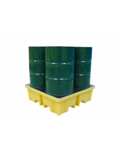 Wanna wychwytowa, podwyższona nośność z kratownicą pod 4 beczki 1220 x 1220 x 390 mm, żółta