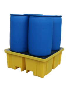 Wanna wychwytowa z kratownicą pod 4 beczki 1220 x 1220 x 495 mm, żółta