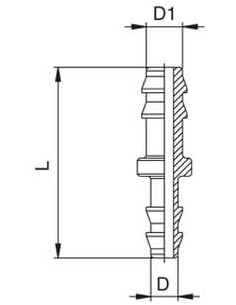 Łącznik prosty karbowany przelotowy, choinka do węża fi 2 mm, mosiądz 2