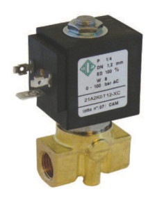 Zawór elektromagnetyczny membranowy ODE 2/2 NC, G 1/4, PTFE, 0-90 bar, 24V DC, normalnie zamknięty