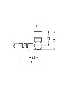 Redukcja kątowa do złączki wtykowej wtyk 6 mm do węża fi 6 (6/4), Eisele 2