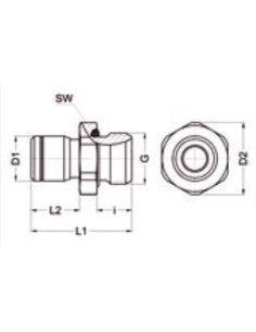 Złączka pneumatyczna wtykowa prosta G 1/2 GZ do węża fi 10 mm, FPM, stal nierdzewna, Eisele 2