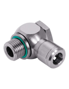 Złączka wtykowa kątowa banjo G 1/8 GZ do węża fi 8 mm, FPM, stal nierdzewna, Eisele