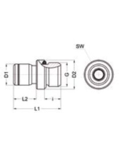 Złączka pneumatyczna wtykowa prosta G 1/4 GZ do węża fi 8 mm, FPM, stal nierdzewna, Eisele 2