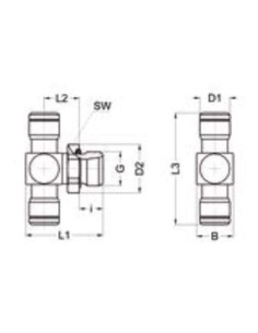 Trójnik pneumatyczny wtykowy obrotowy G 1/8 GZ do węża fi 8 mm, stal nierdzewna, Eisele 2