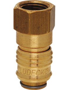 Szybkozłącze pneumatyczne Ludecke DN5 typ 21, G 1/4 GW, gniazdo szybkozłącza, mosiądz