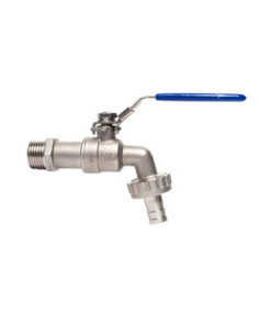 Zawór czerpalny nierdzewny Flowmatik G 1/2 GZ PN16, PTFE pod wąż z blokadą