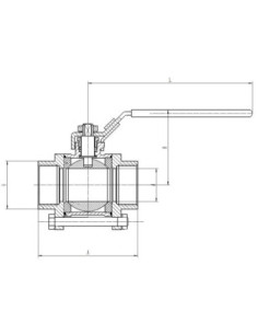 Zawór kulowy gwintowany Flowmatik R 1 1/2 GW PN63, 3-elementowy, PTFE, stal 316, z blokadą 2