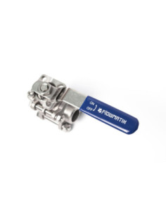 Zawór kulowy do wspawania Flowmatik BW 3 PN63, 3-elementowy PTFE 316 z płytą ISO5211 z blokadą