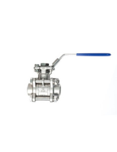 Zawór kulowy do wspawania Flowmatik BW 3 PN63, 3-elementowy PTFE 316 z płytą ISO5211 z blokadą 2