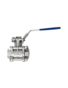 Zawór kulowy gwintowany Flowmatik R 2 1/2 GW, PN63 3-elementowy, PTFE, 316 z płytą ISO5211 z blokadą