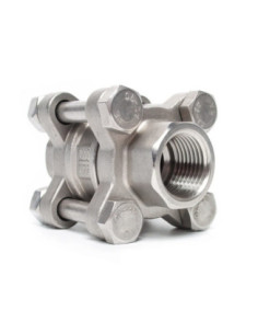 Zawór zwrotny gwintowany prosty Flowmatik R 3/4 GW PN16, 3-elementowy nierdzewny 316, PTFE